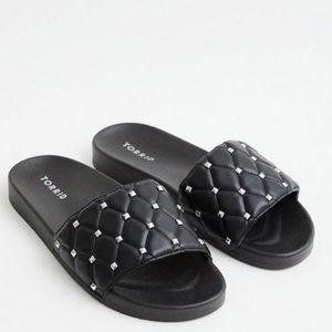 Black Studded Slide Sandal